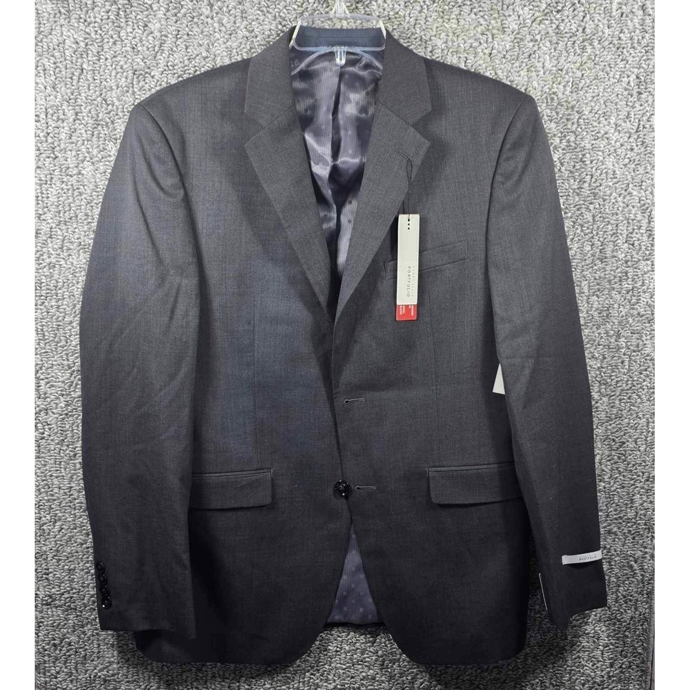 Perry Ellis Portfolio Suit Jacket Gray Modern Fit Mens‎ 38R New